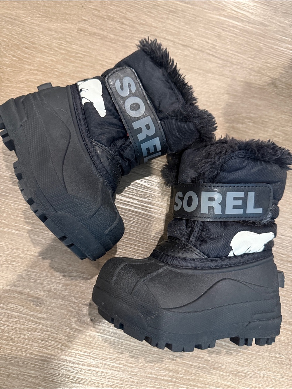 Sorel TODDLER SNOW COMMANDER winter boots black baby boy / girl size 6